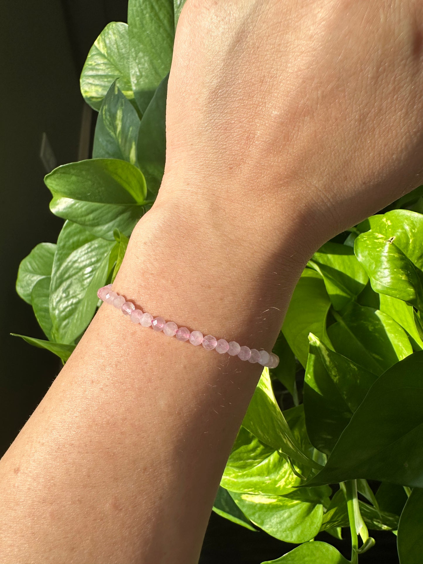 Faceted Rose Quartz Beaded Bracelet (4mm)