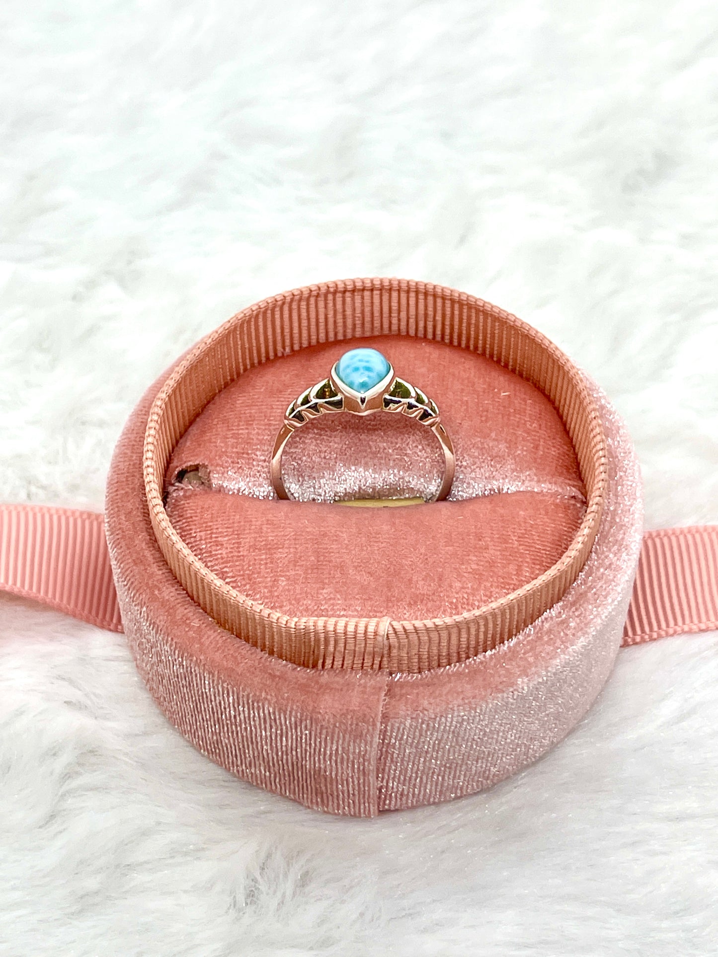 Larimar Rain Drop Ring