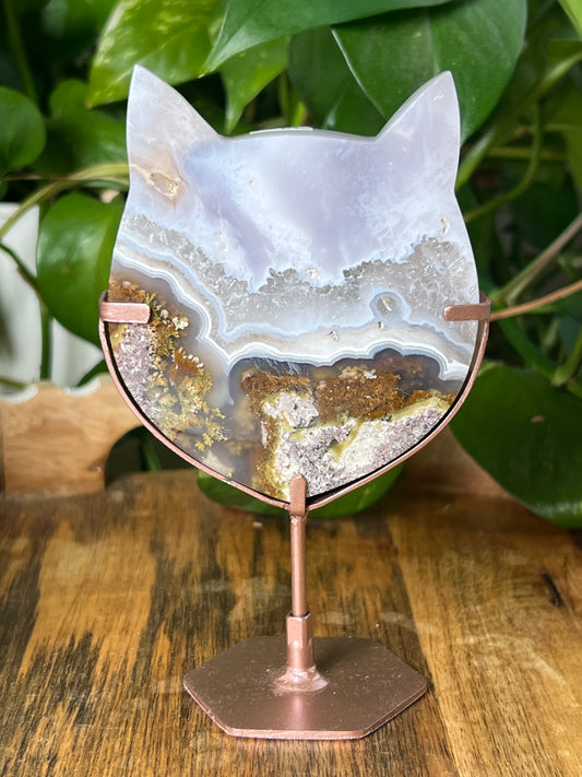 Scenic Moss Agate Cat Head