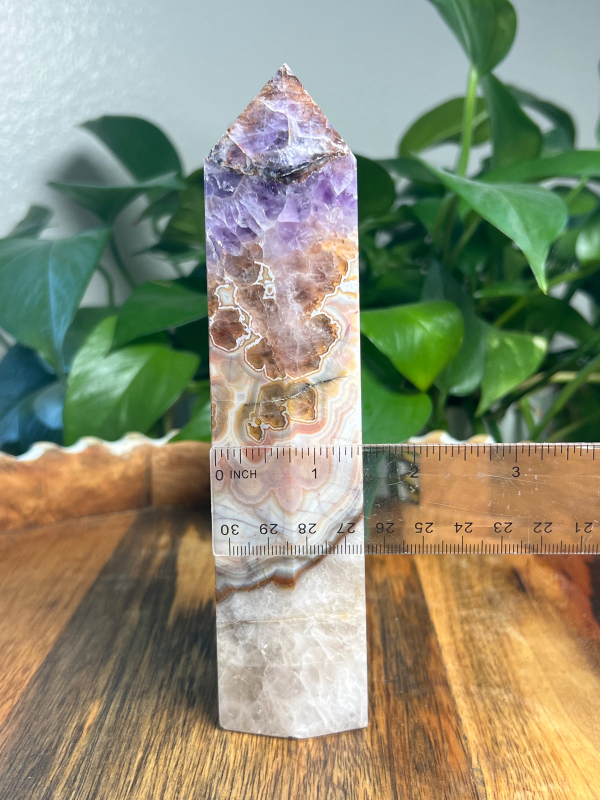 Mexican Crazy Lace Agate Amethyst Tower: N