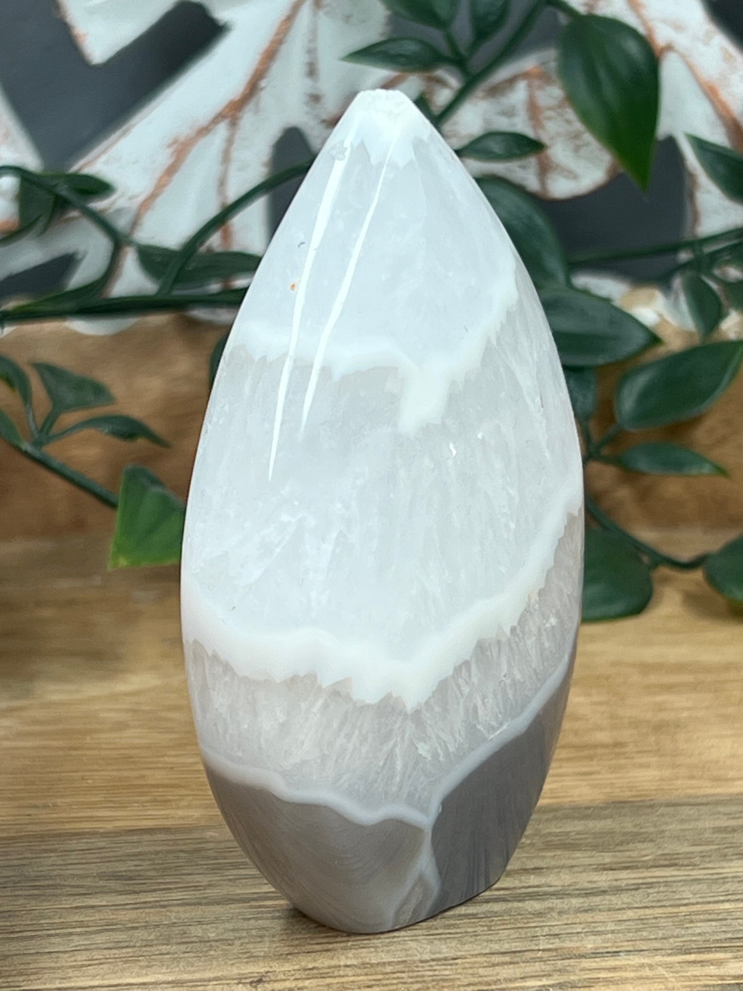 Blue Grey Lace Agate Flame