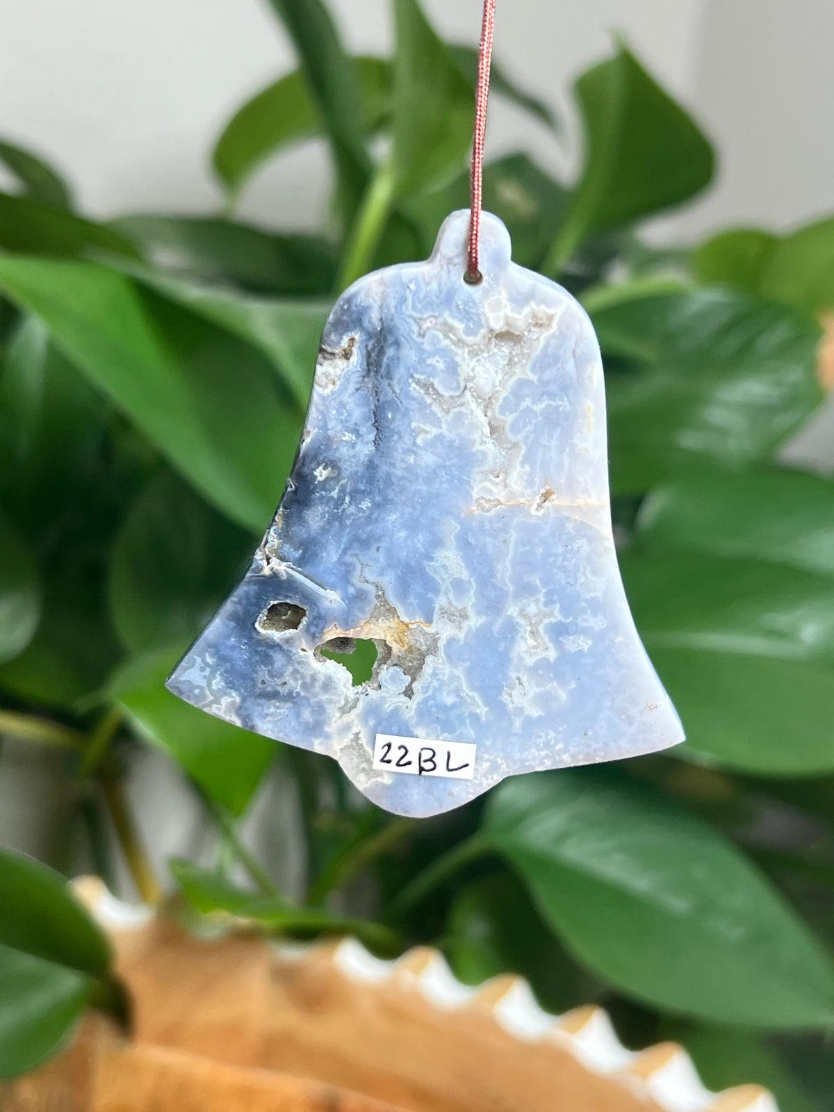 Blue Plume Agate Ornament Bell: BL
