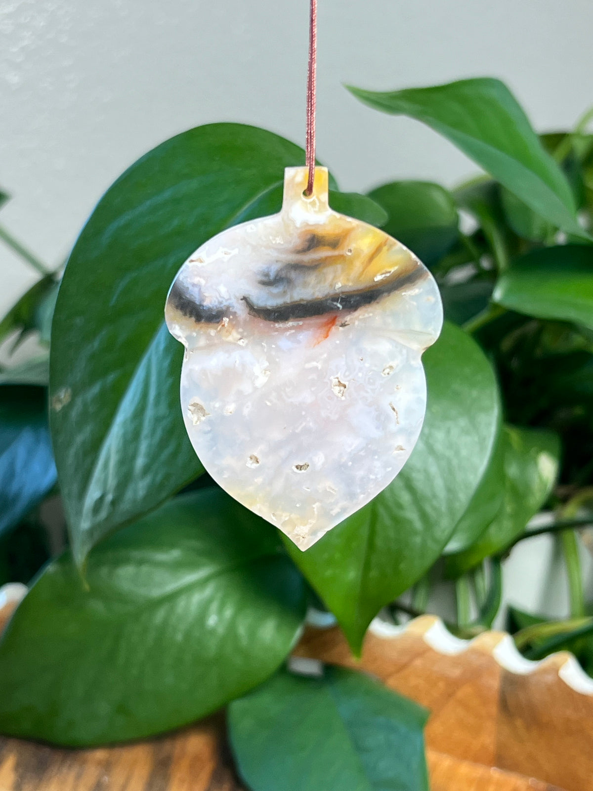 Rainbow Plume Agate Acorn Ornaments