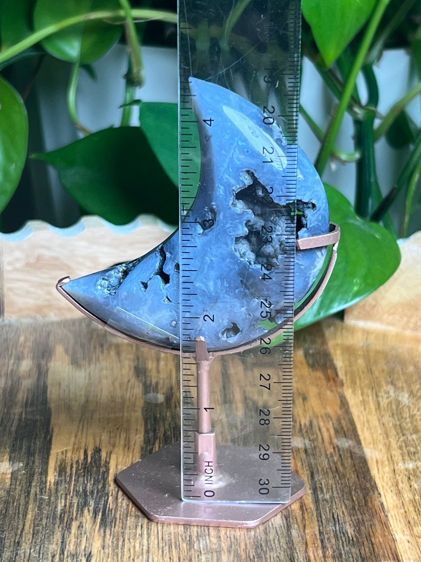 Blue Plume Agate Mini Puffy Moon: BZ