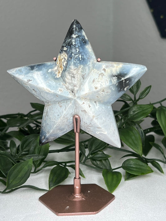 Blue Plume Agate Star