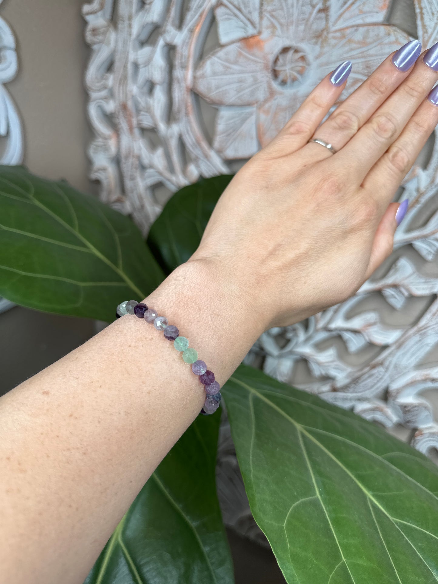 Faceted Fluorite Beaded Bracelet (6mm)
