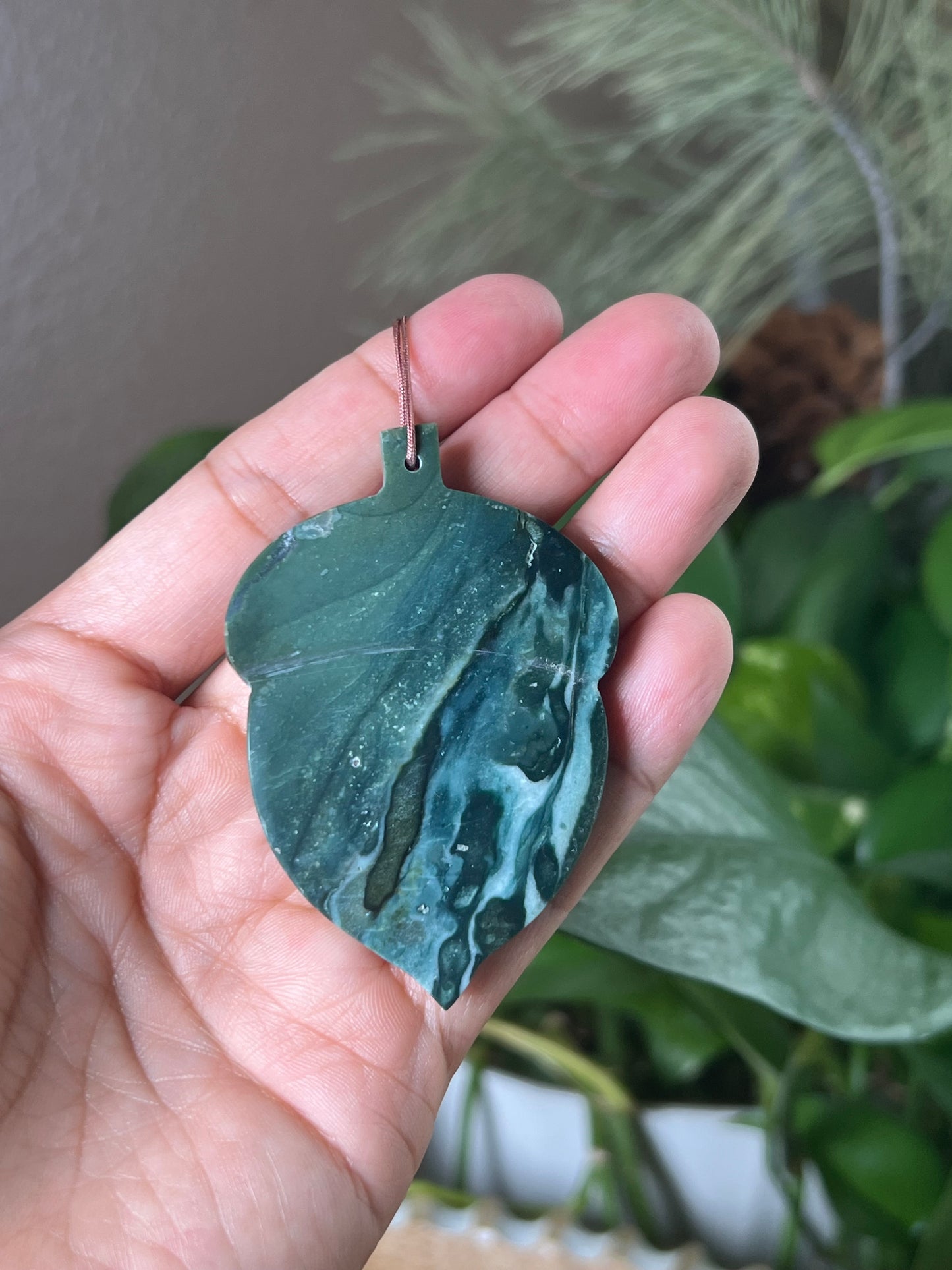 Blue Green Jasper Acorn Ornament