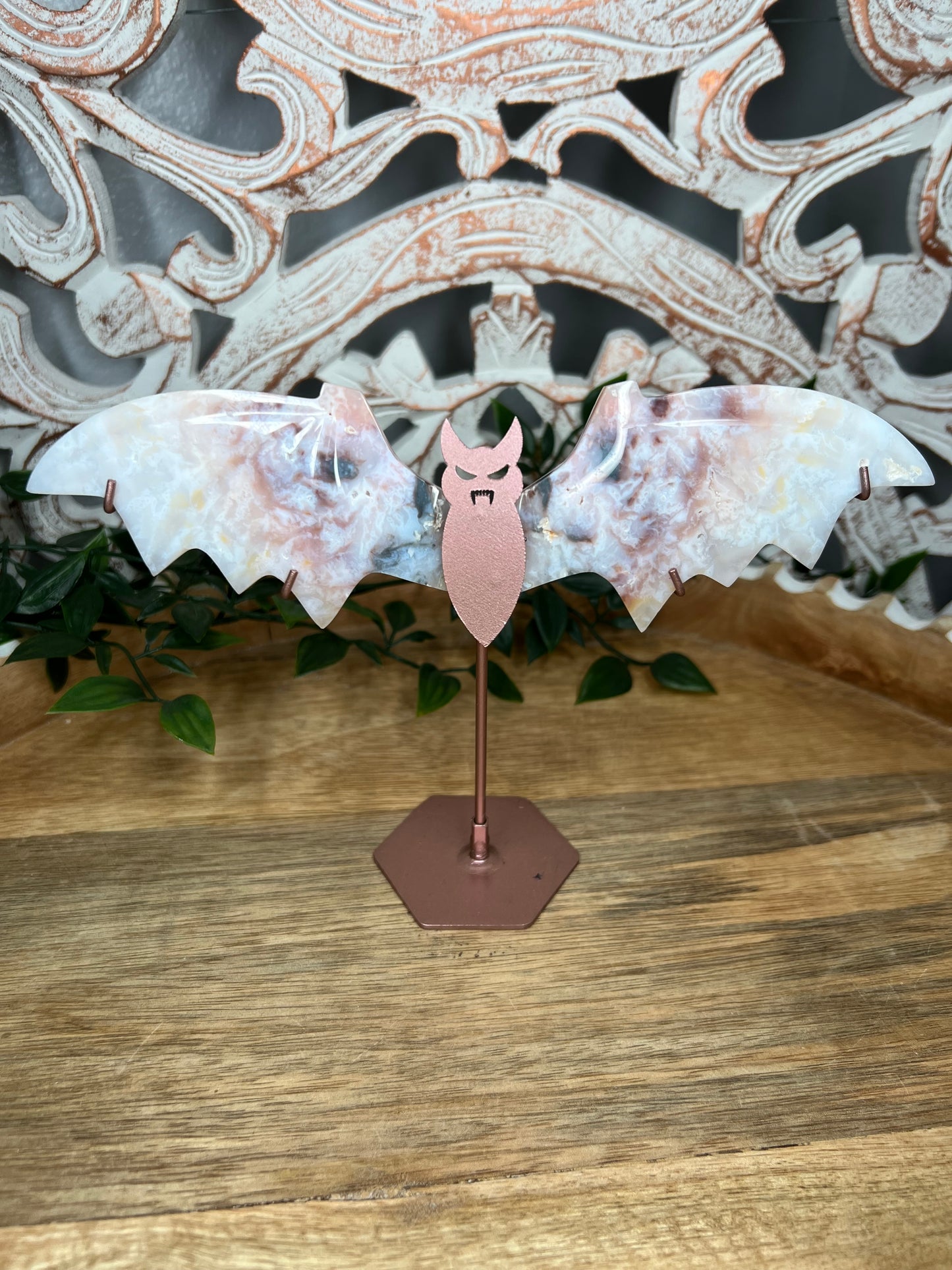 Rainbow Plume Agate Bat Wings