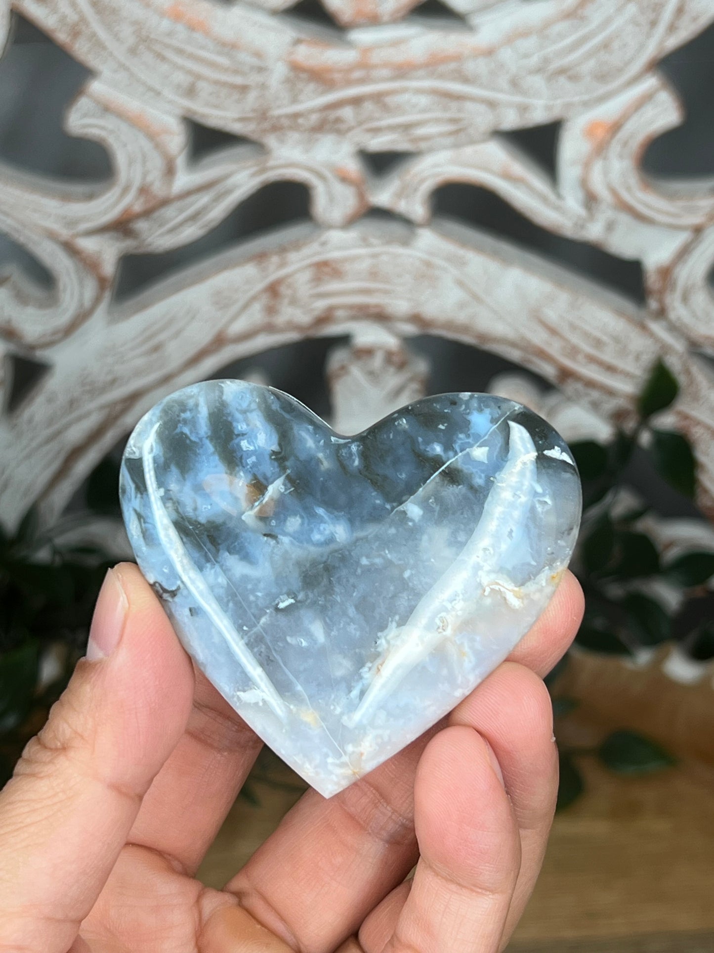 Rainbow Plume Agate Heart