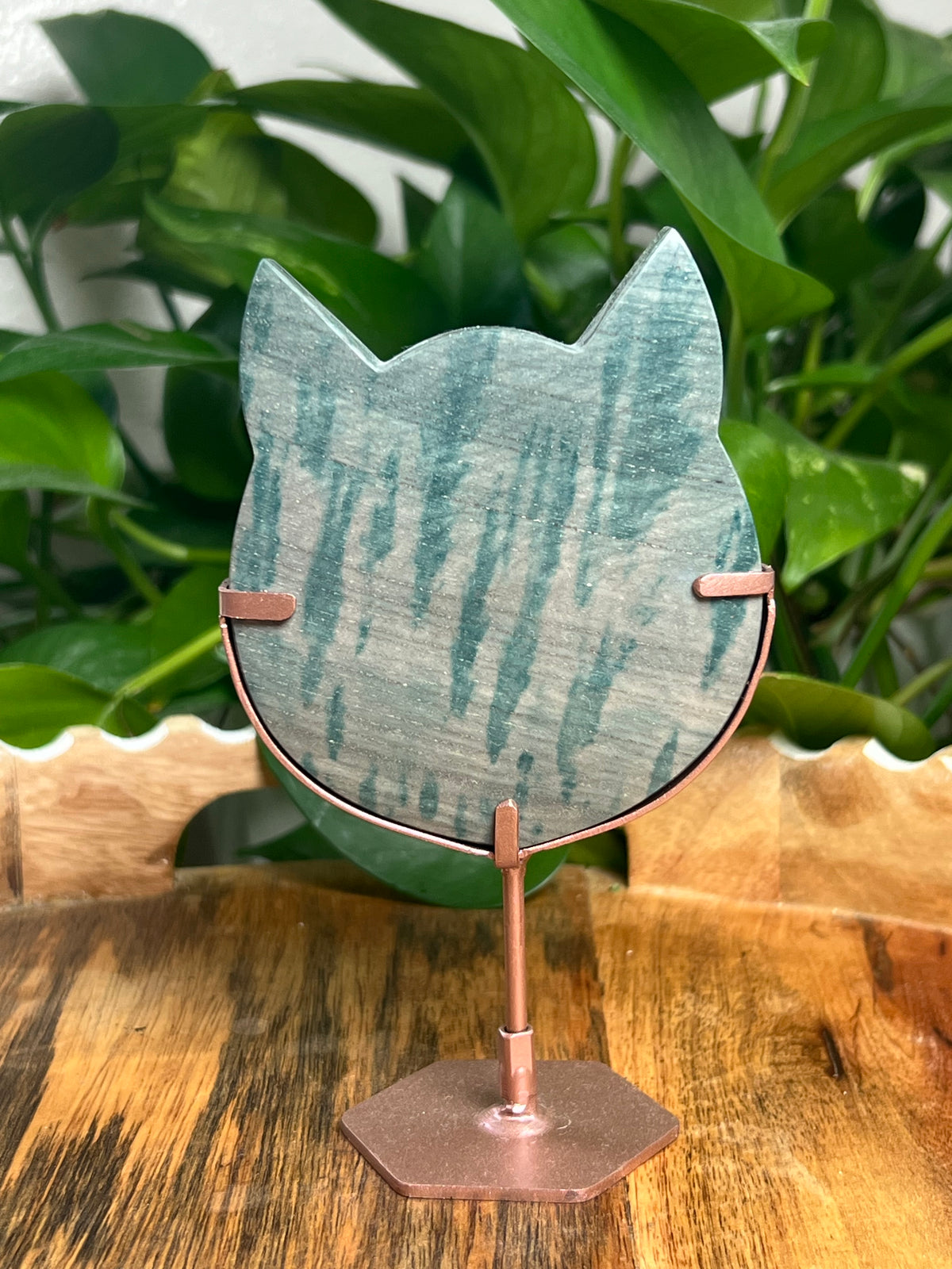 Blue Green Jasper Cat Head: NB
