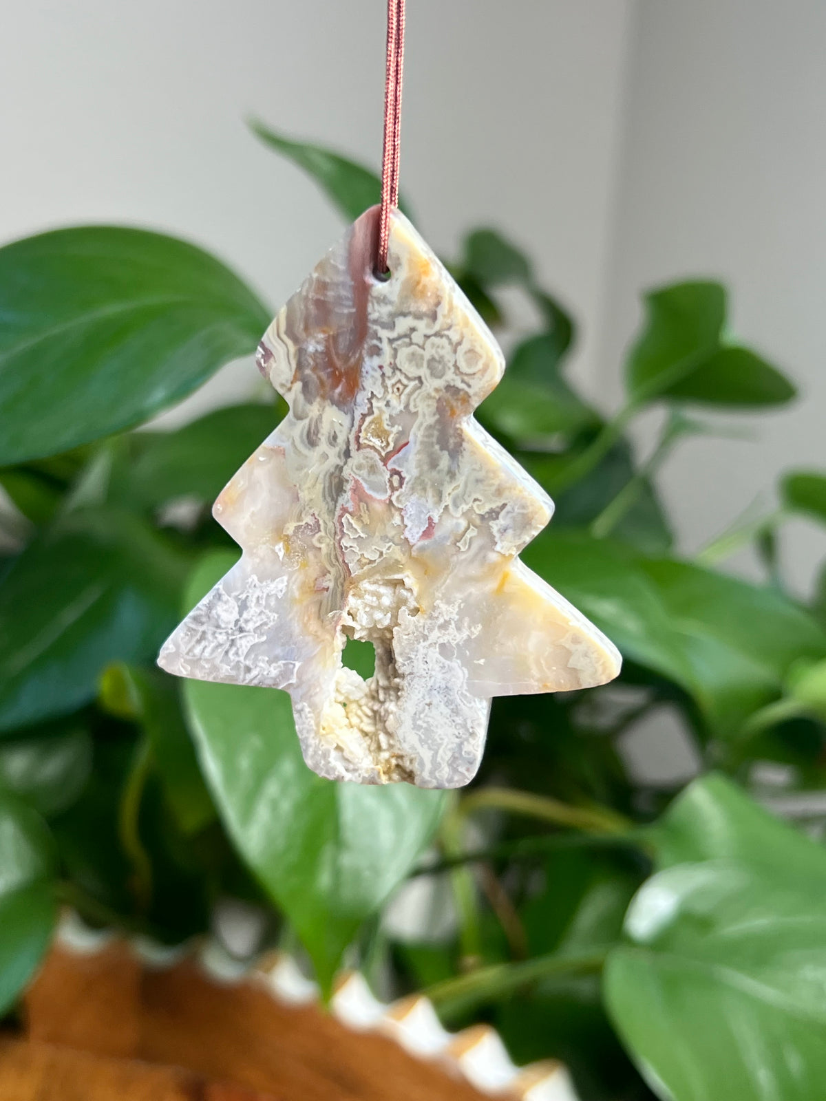 Sumatra Plume Agate Ornament Tree: SE