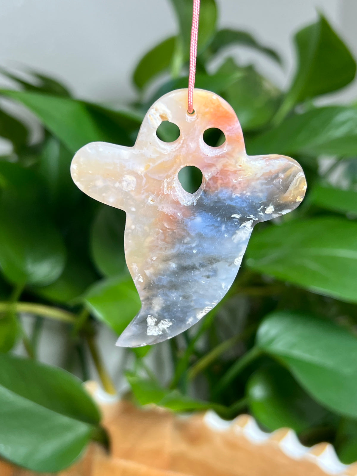 Rainbow Plume Agate Ornament Ghost: YA