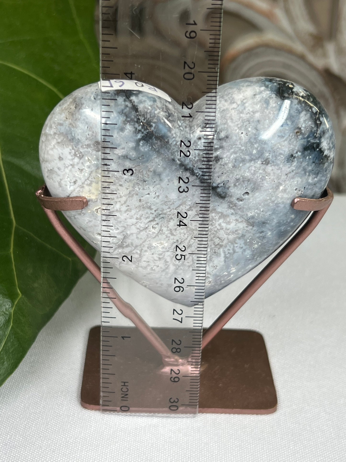 Blue Plume Agate Heart