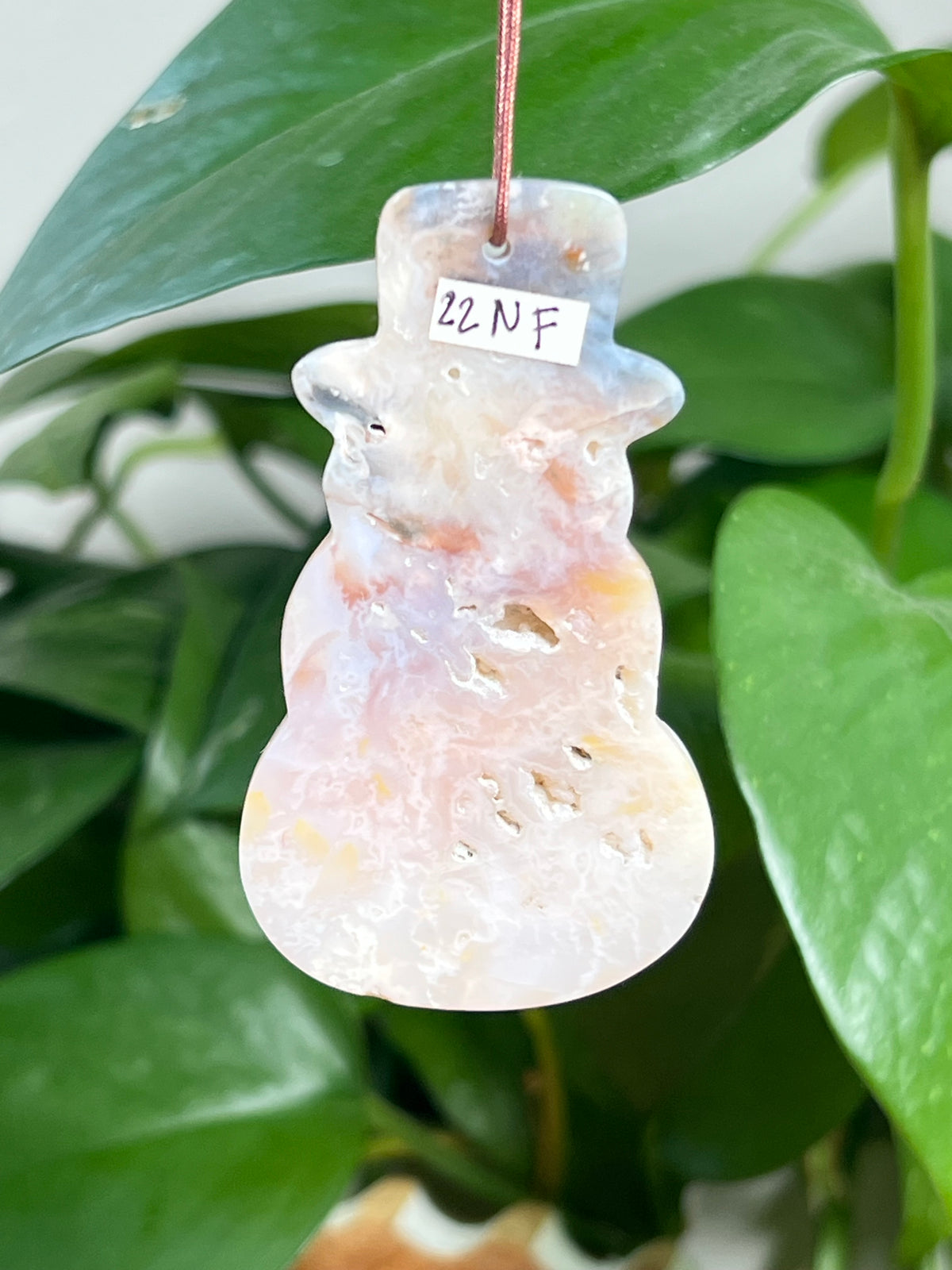 Rainbow Plume Agate Ornament  Snowman: NF