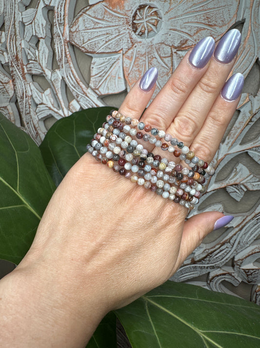 Laguna Lace Agate Beaded Bracelet (4mm)