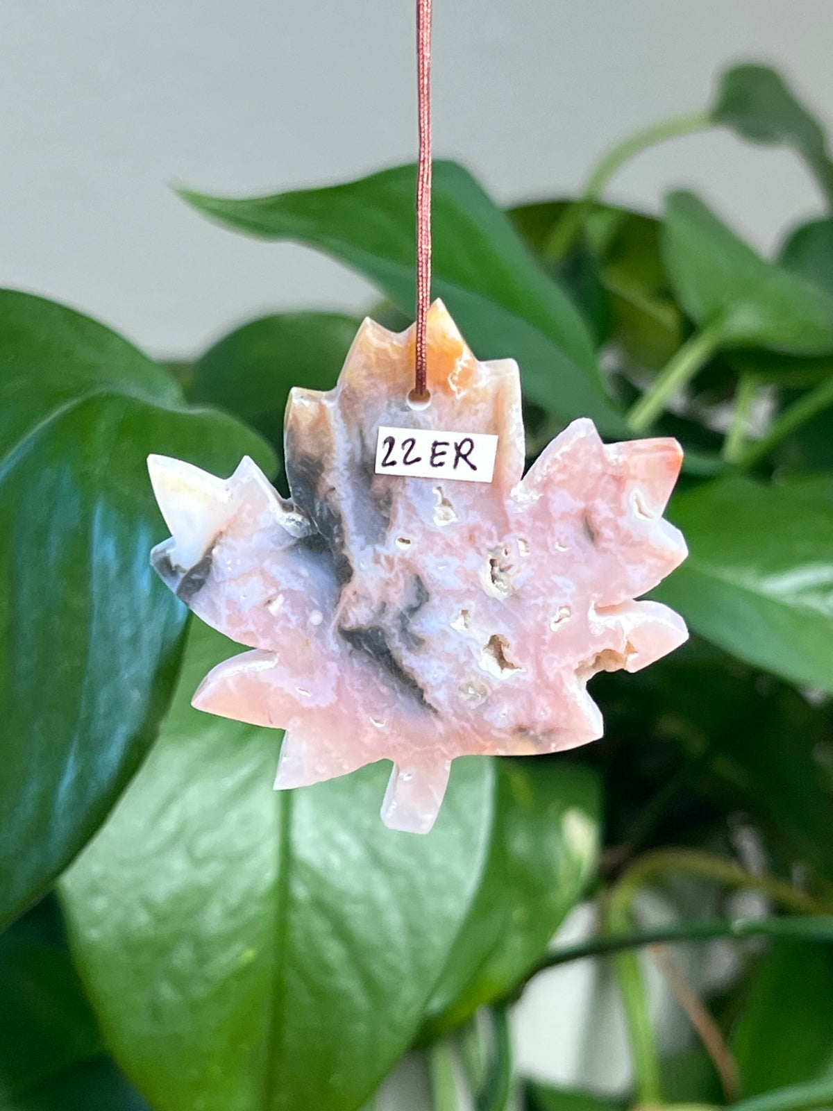 Rainbow Plume Agate Leaf Ornaments