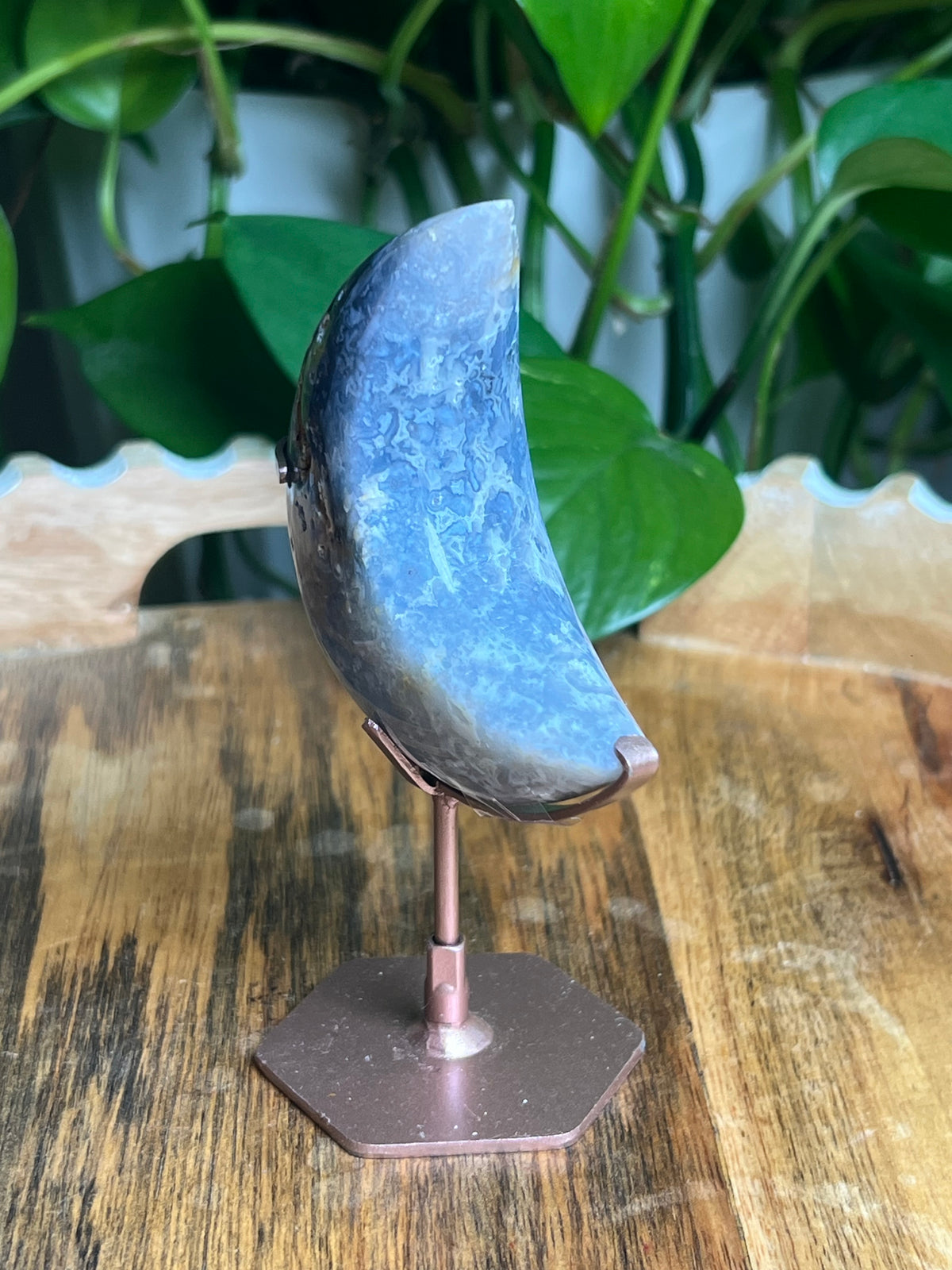 Blue Plume Agate Mini Puffy Moon: VK