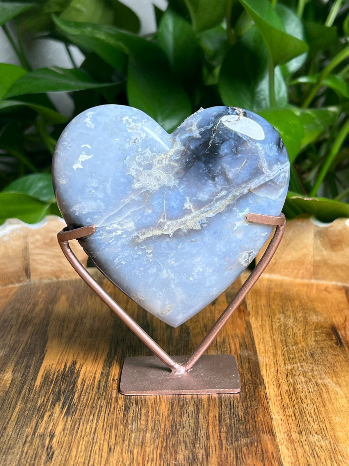 Blue Plume Agate Heart: MF