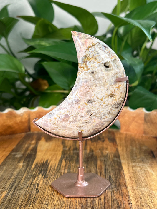 Sea Jasper On Metal Stand Puffy Moon: PB