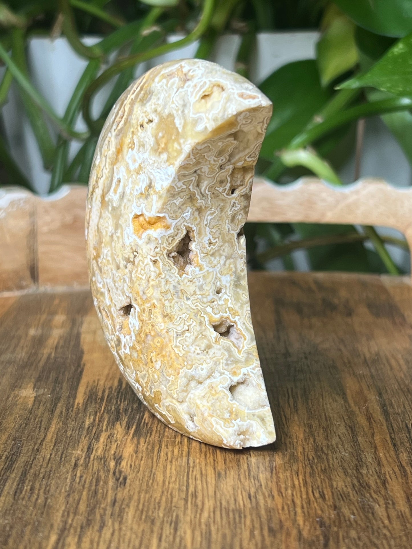 Yellow Crazy Lace Agate Moon