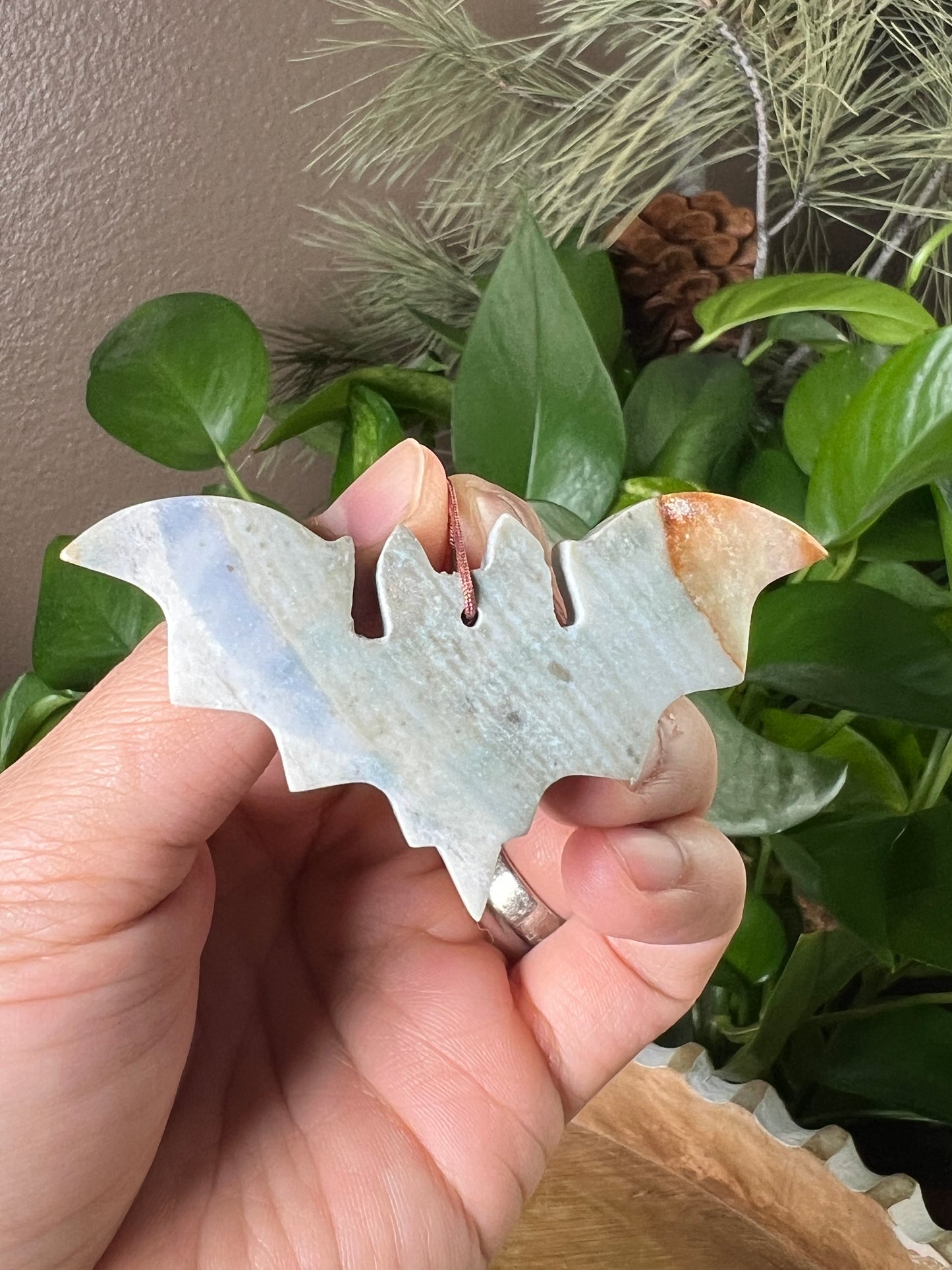 Blue Green Jasper Bat Ornament