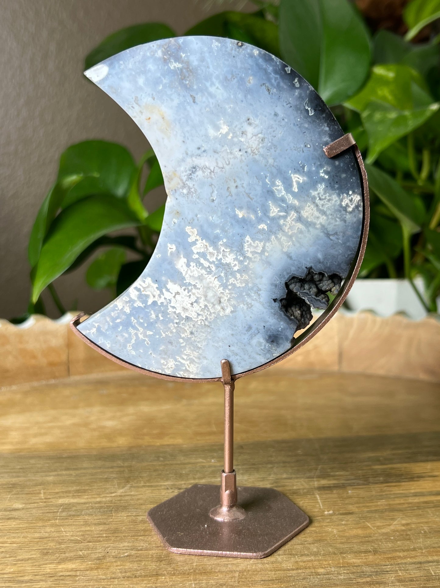 Blue Plume Agate Moon