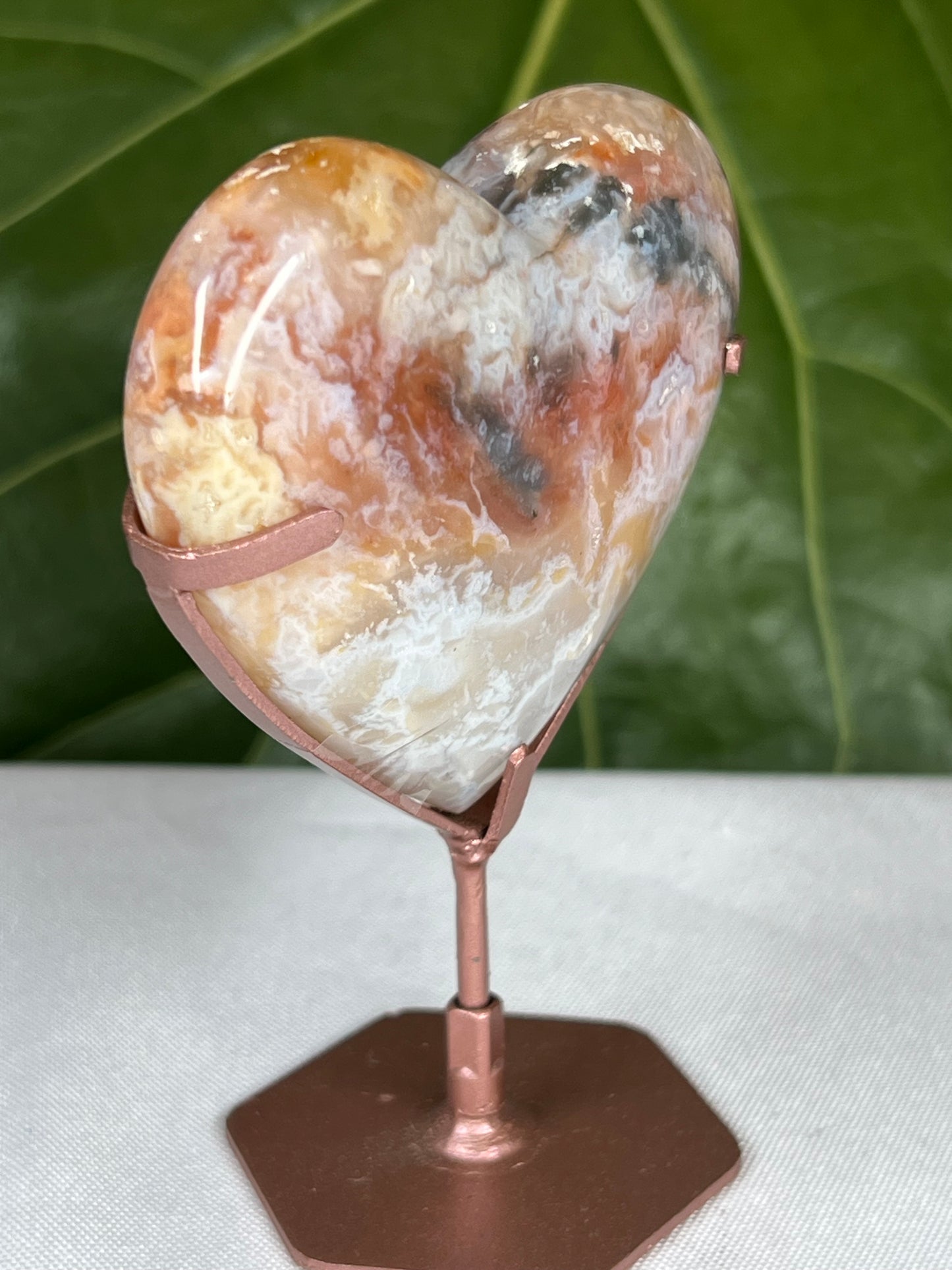 Rainbow Plume Agate Heart