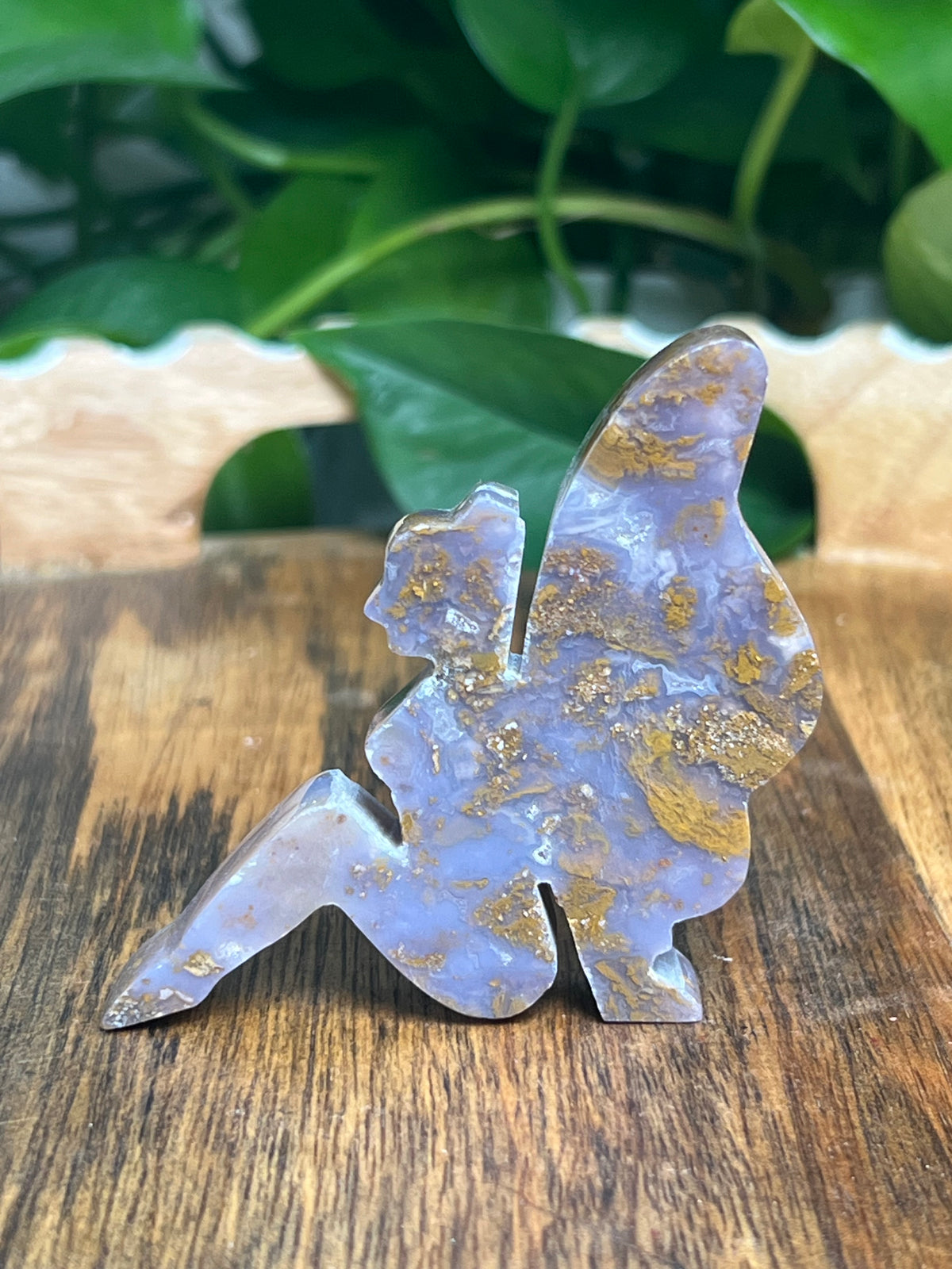Purple Chalcedony In Gold Pixie Fairy:  AB