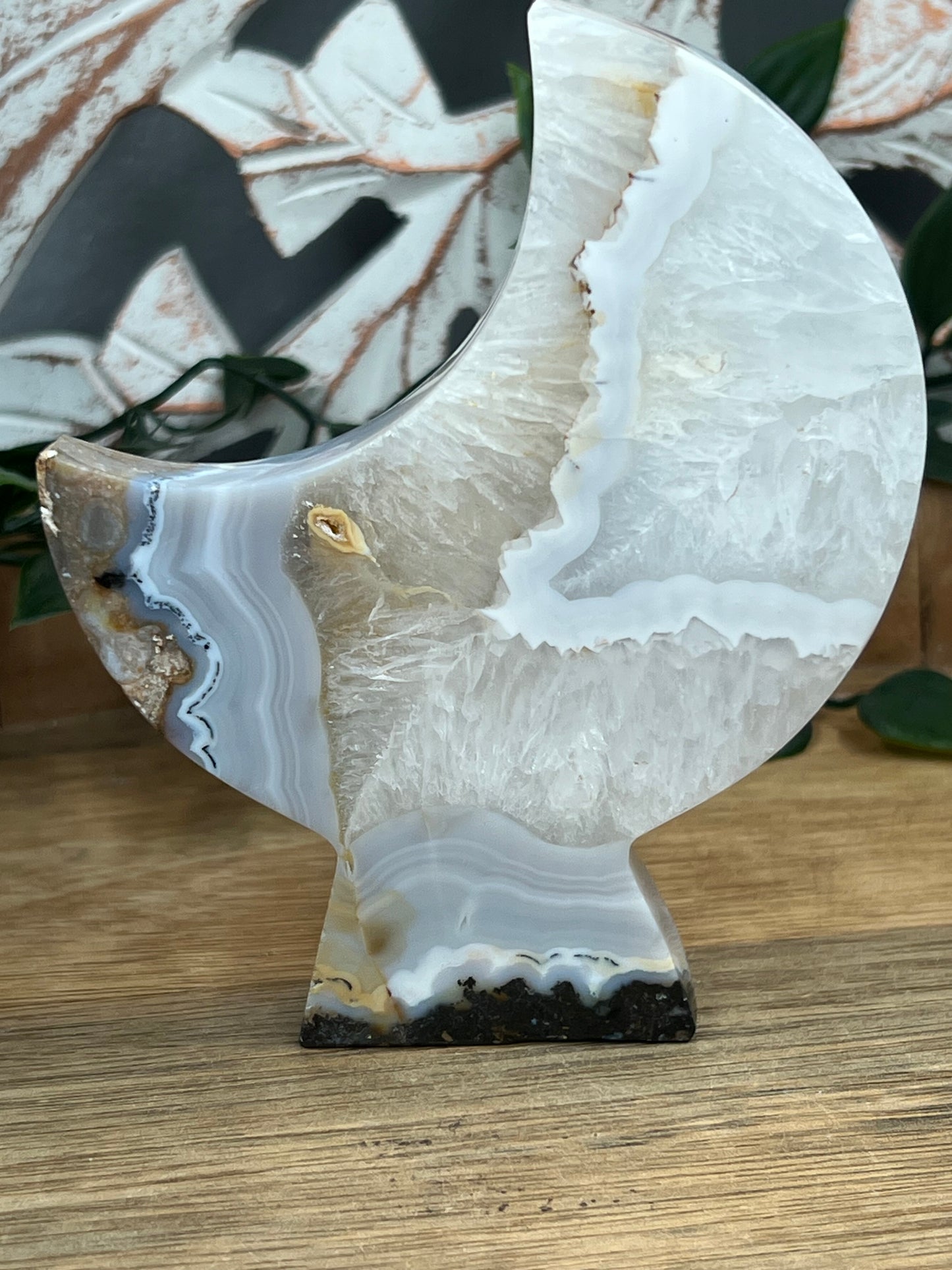 Blue Grey Lace Agate Moon