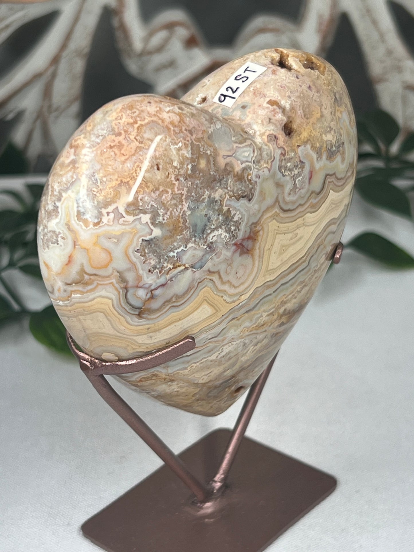 Yellow Crazy Lace Agate Heart