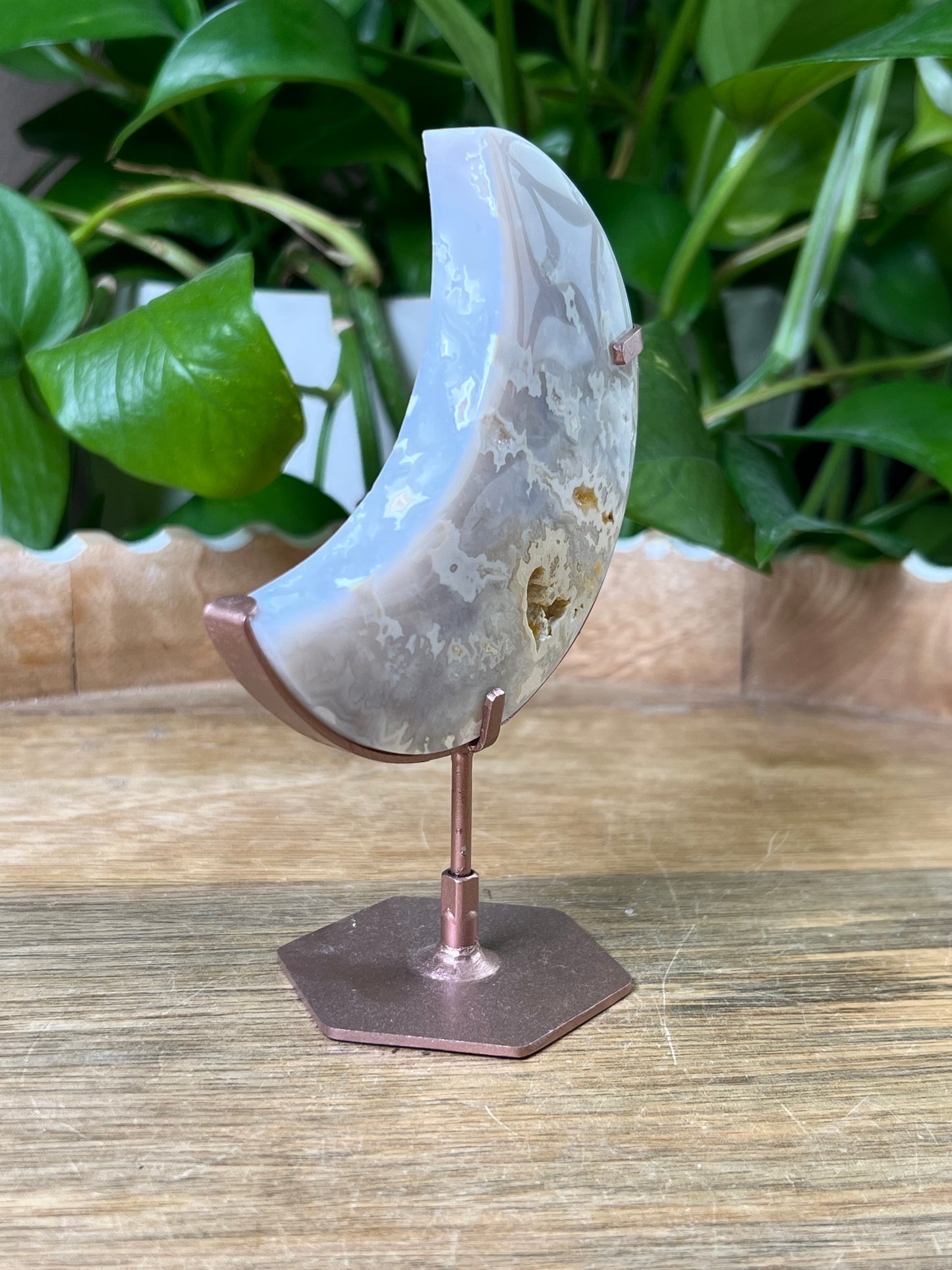 Winter Plume Agate Moon