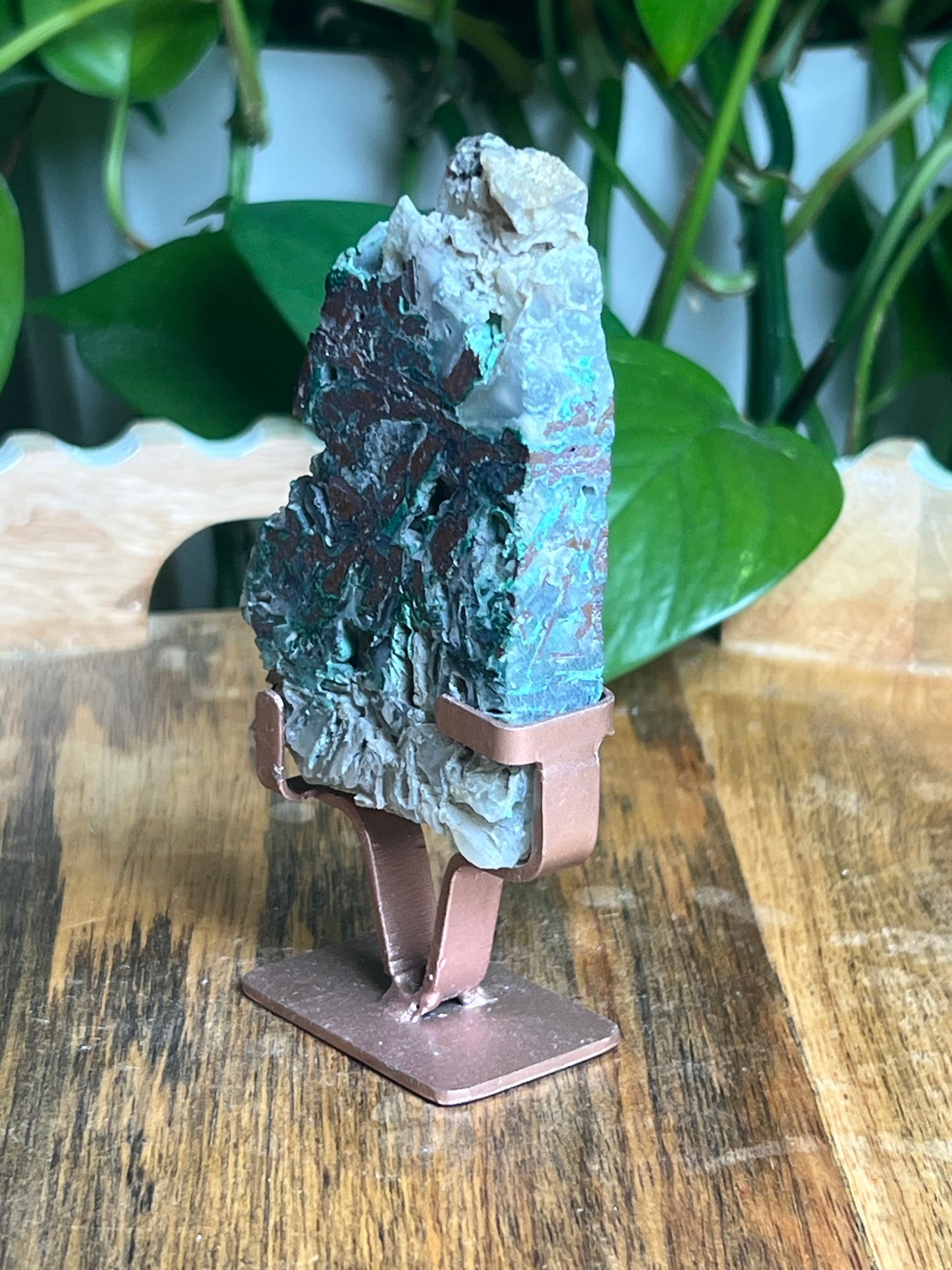 Copper In Malachite Chrysocolla and Chalcedony Slab: R