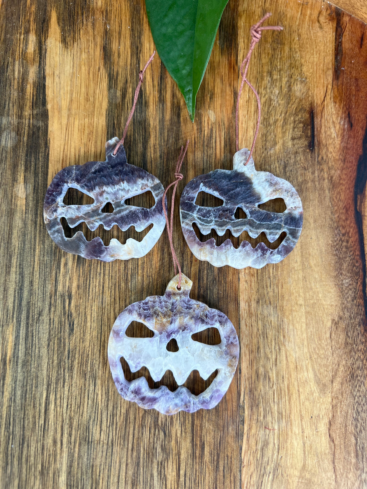 Indonesian Amethyst Jack-O-Lantern Ornaments