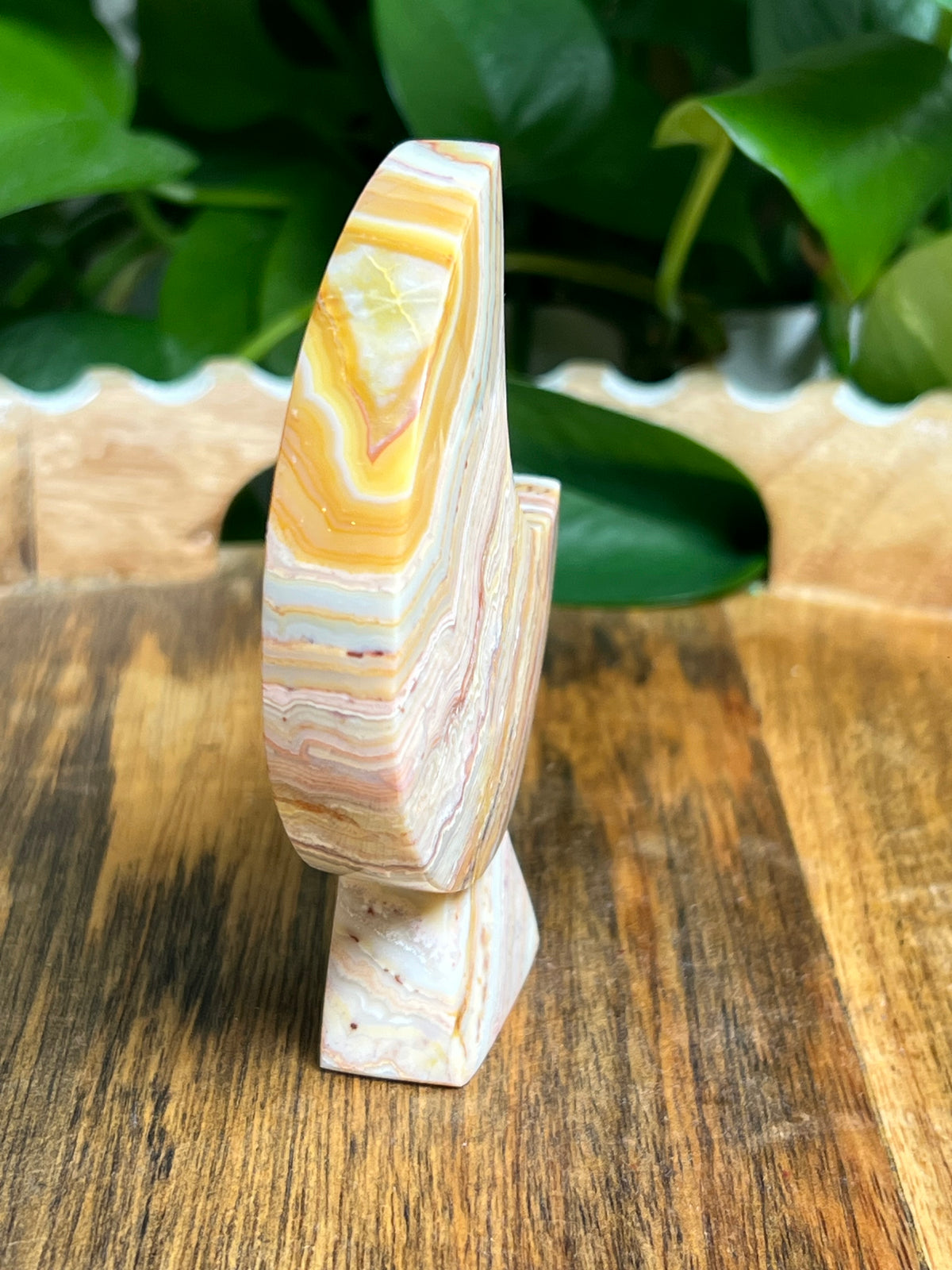 Crazy Lace Agate Self Standing Moon: PF