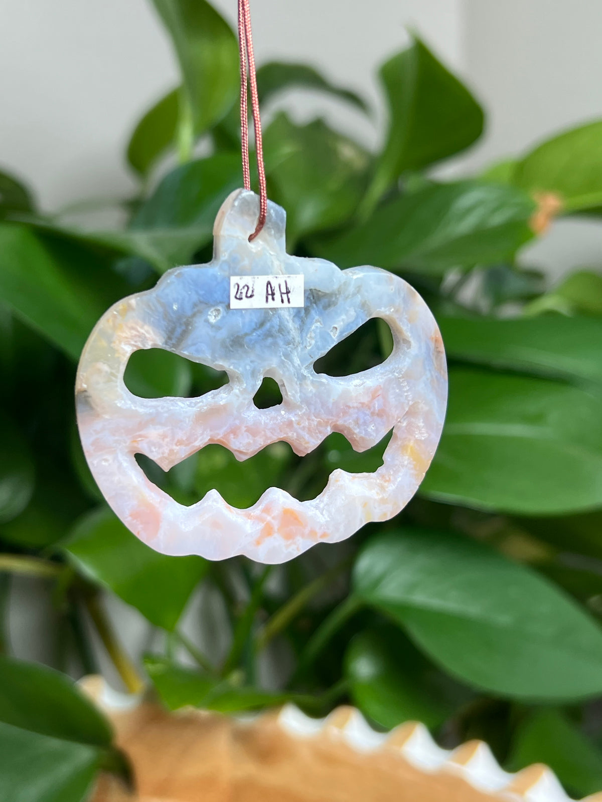 Rainbow Plume Agate Ornament Pumpkin: AH