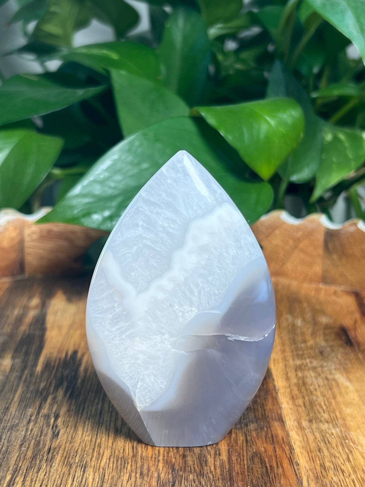 Blue Grey Lace Agate Flame: E