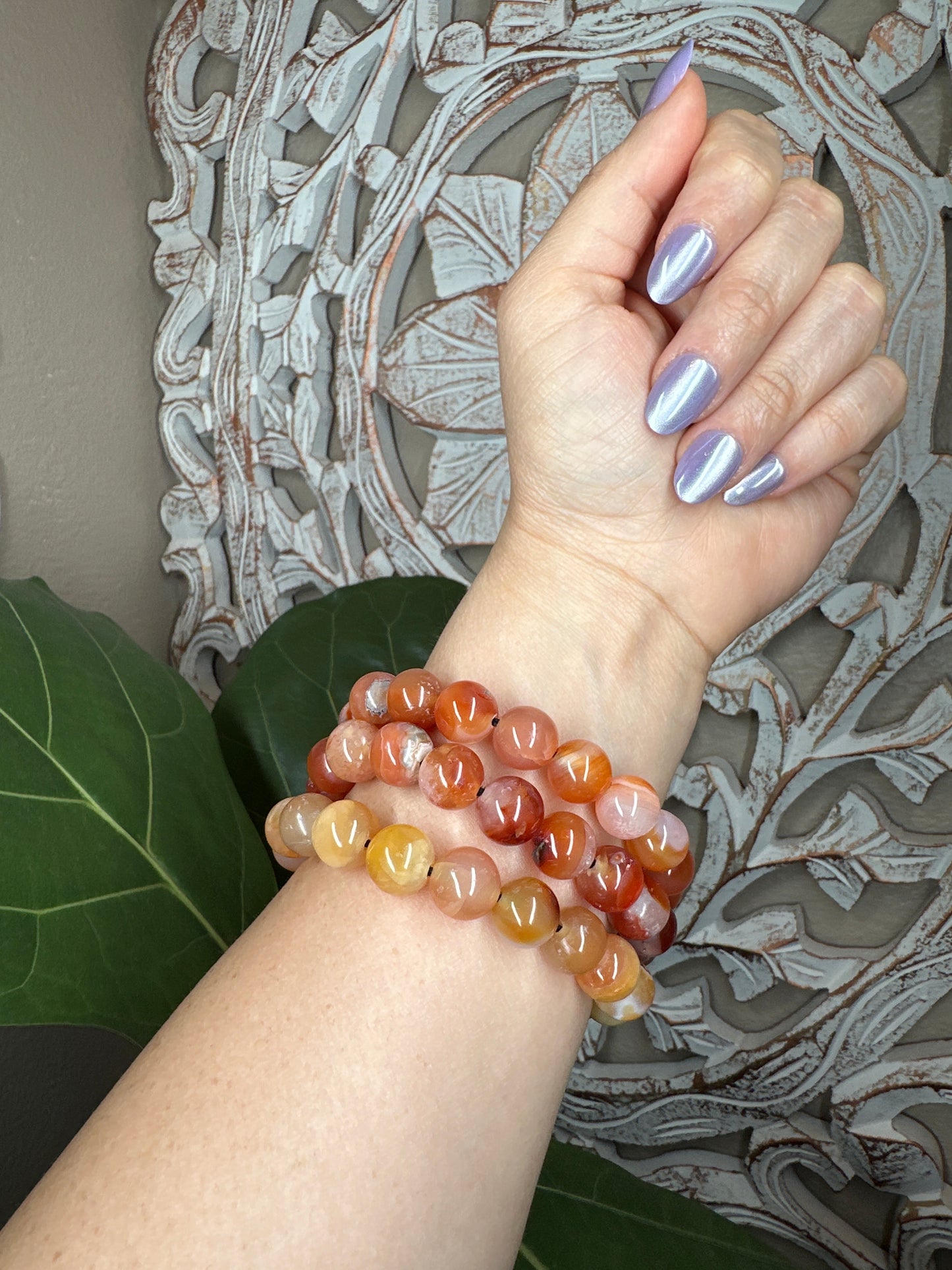Carnelian Beaded Bracelet (12mm)