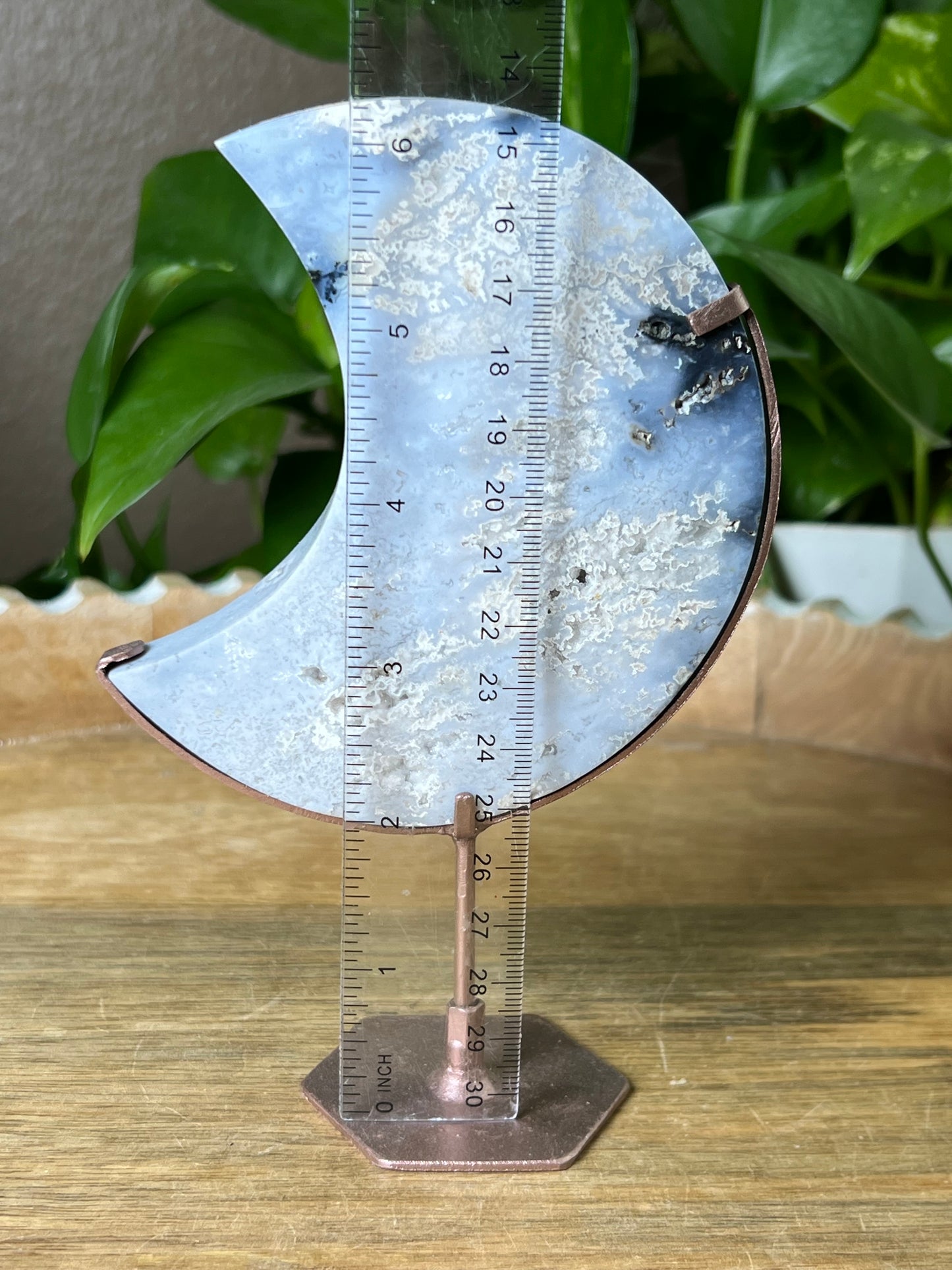 Blue Plume Agate Moon
