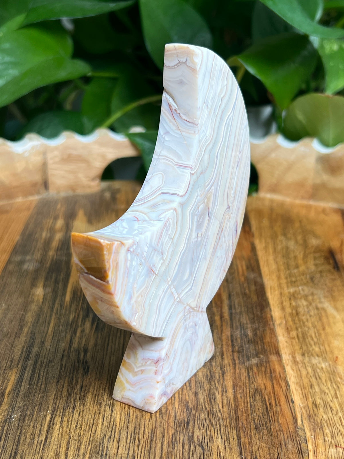 Crazy Lace Agate Self Standing Moon: KD