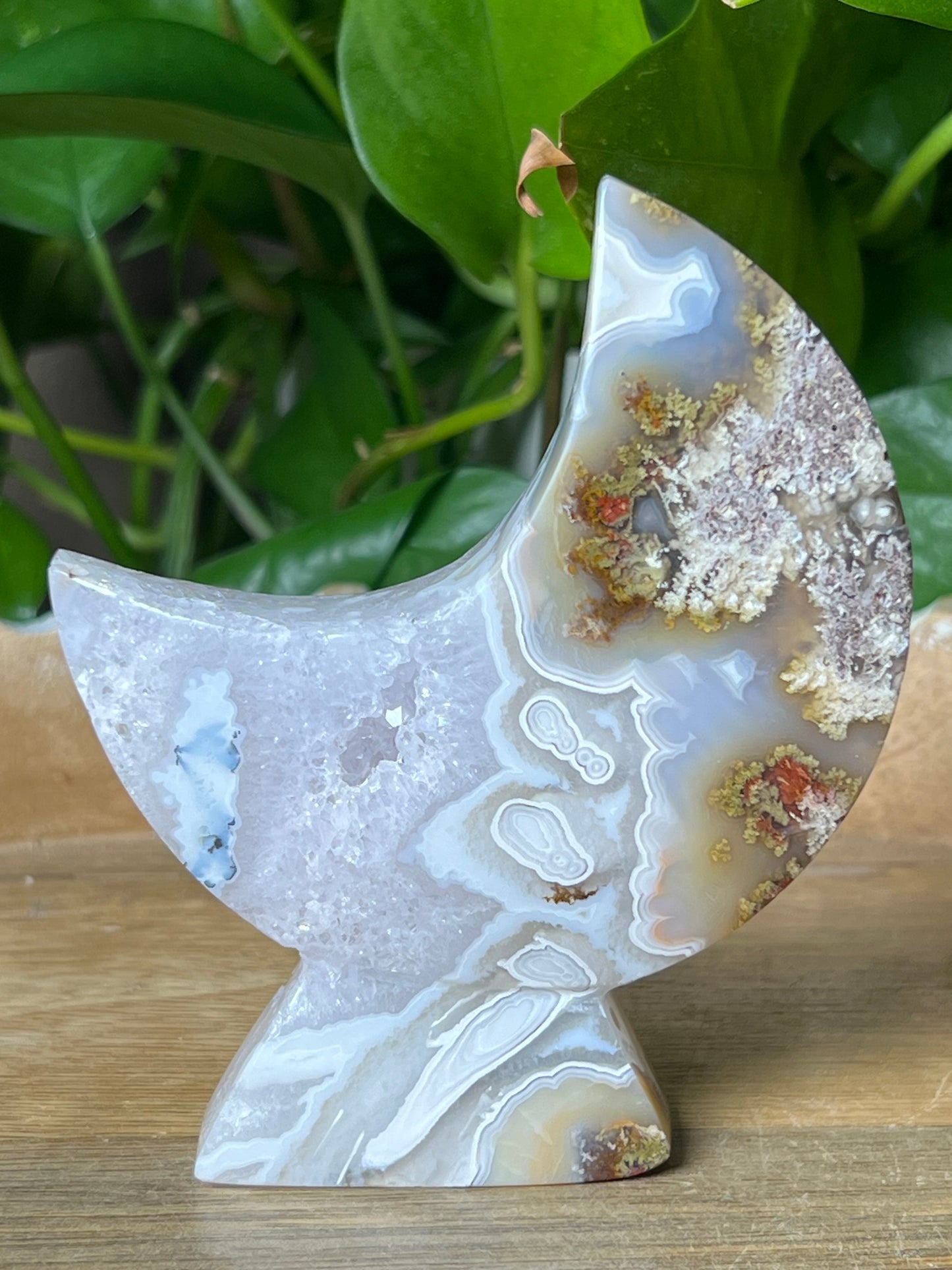 Scenic Moss Agate Moon Stand: AC