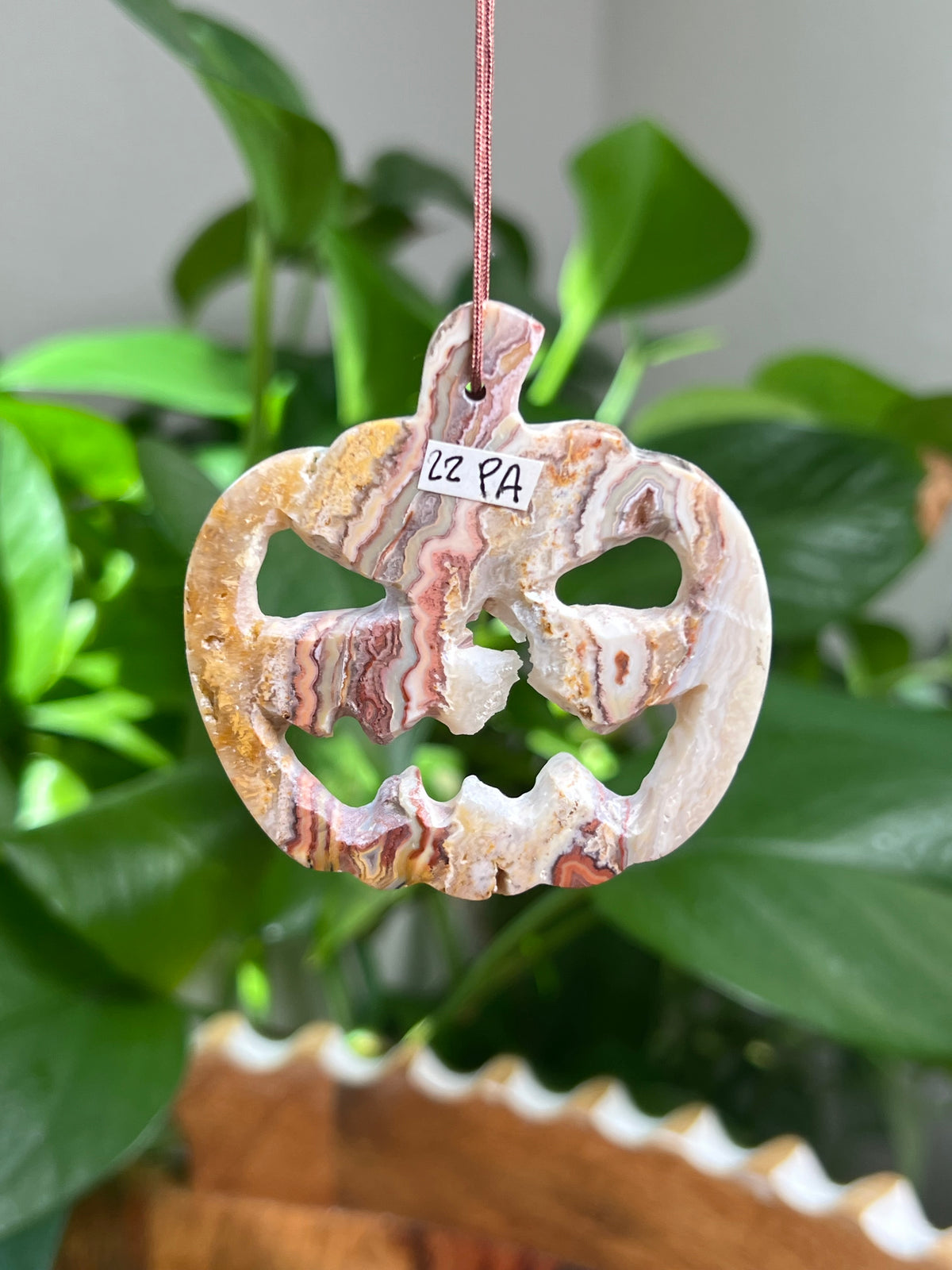 Crazy Lace Agate Ornament Pumpkin:  PA