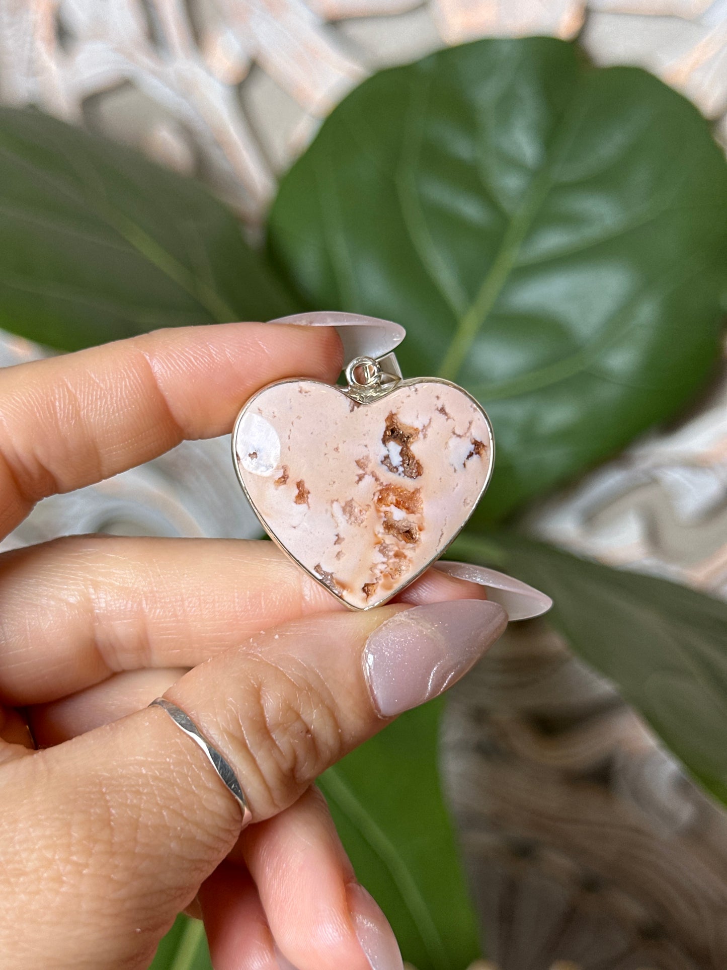 Pink Carnelian Heart Pendant