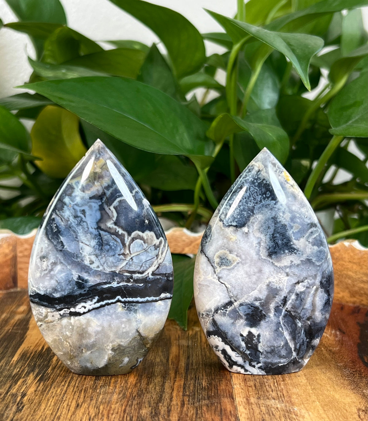 Blue Plume Agate Flames