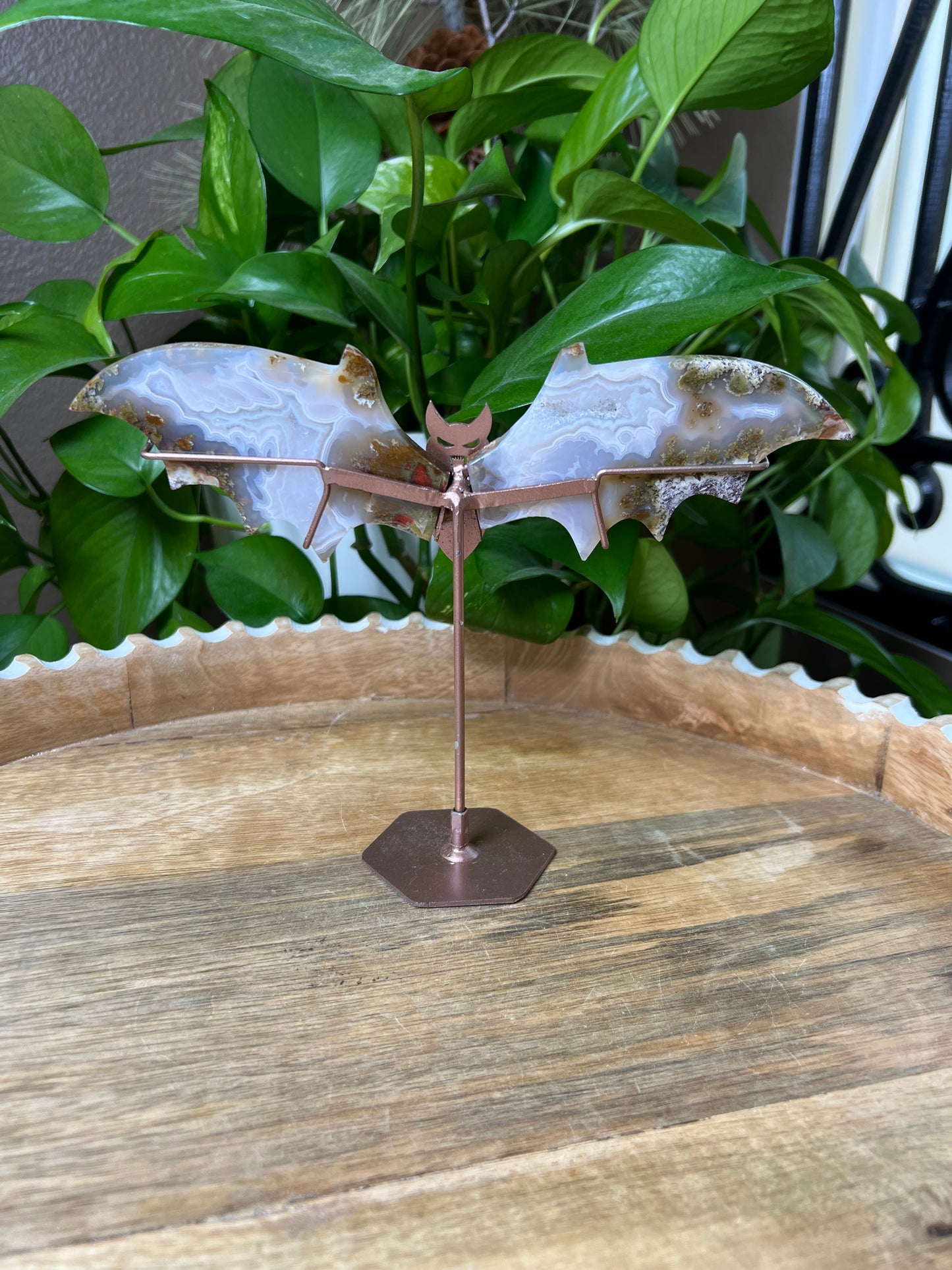 Scenic Moss Agate Bat Wings: BL