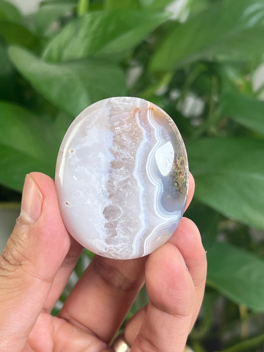 Scenic Moss Agate Palmstone: QB