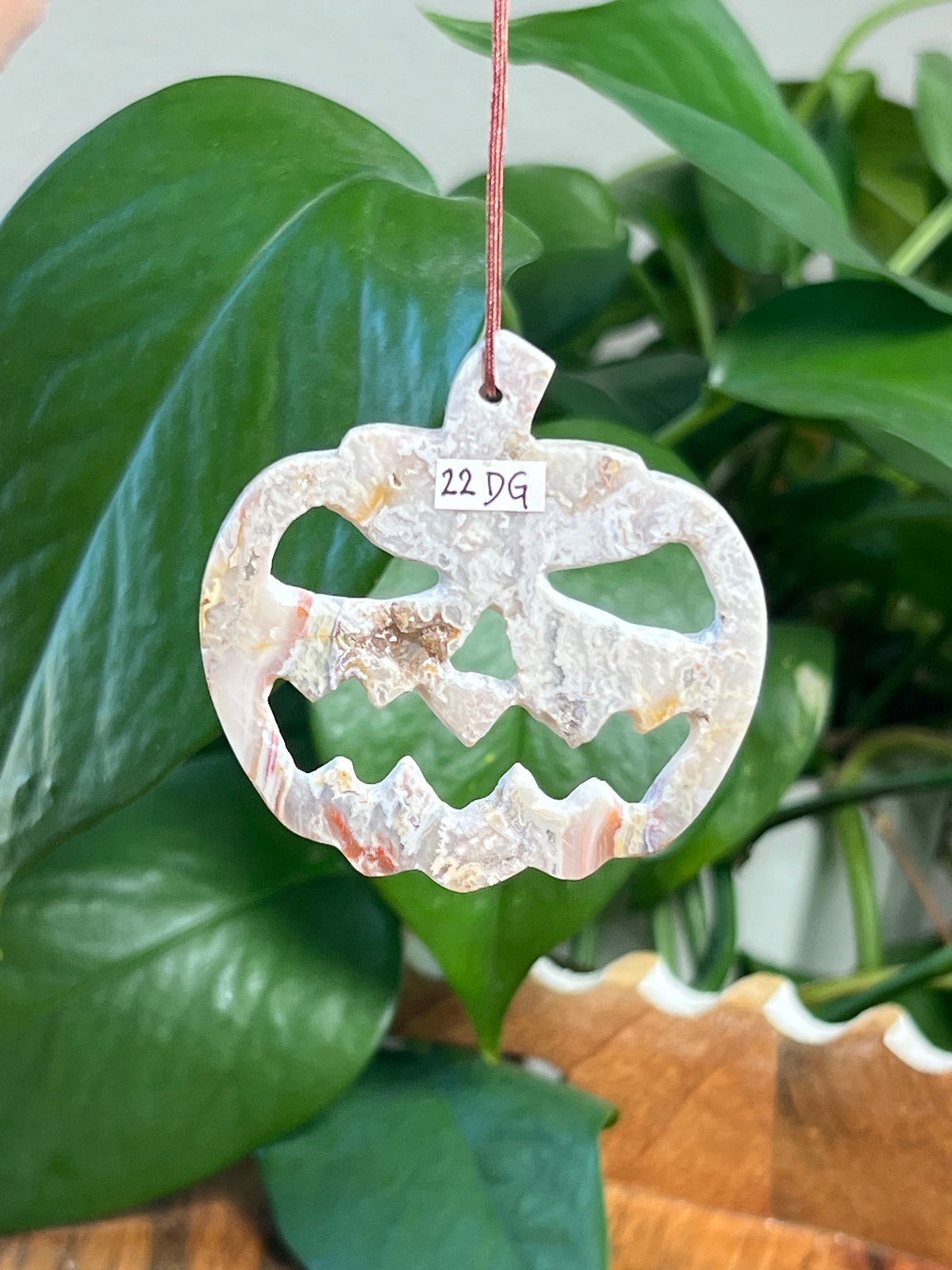 Sumatra Plume Agate Jack-O-Lantern Ornaments
