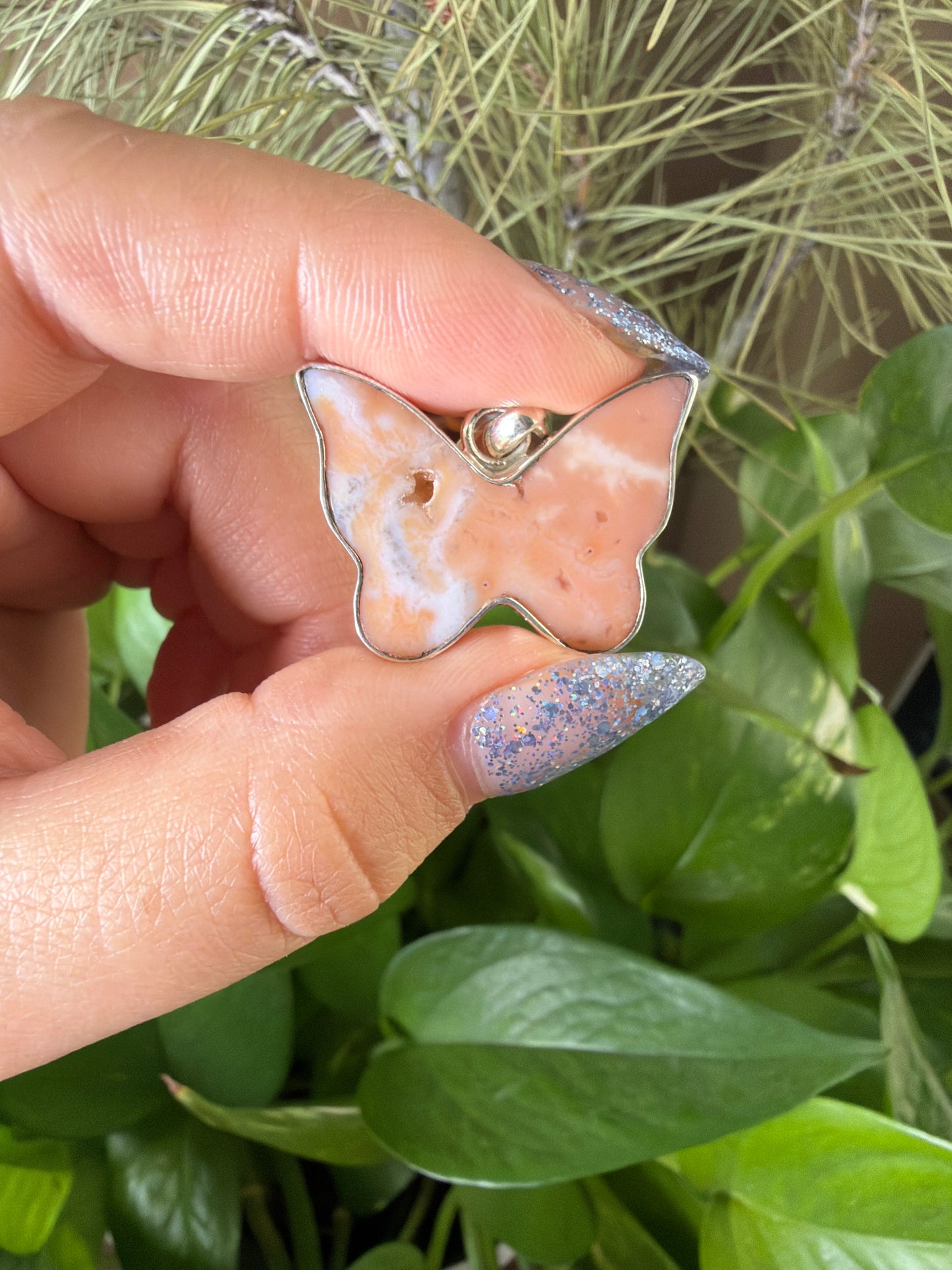 Pink Carnelian Butterfly Necklace