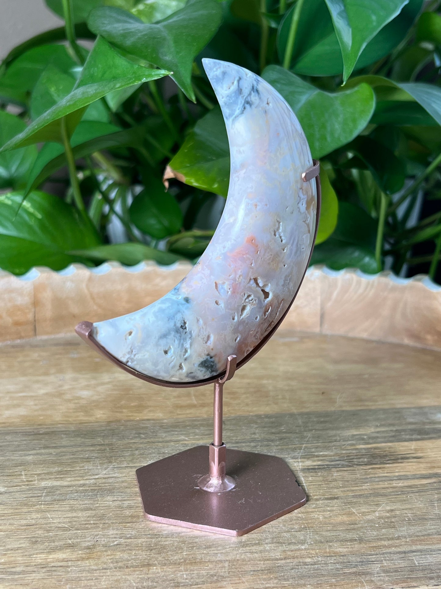 Rainbow Plume Agate Moon