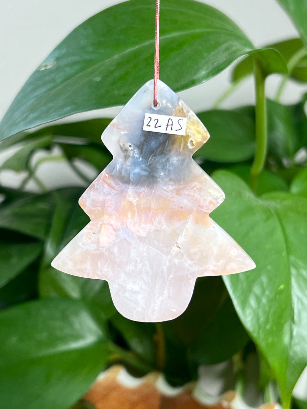 Rainbow Plume Agate Ornament Tree:  AS