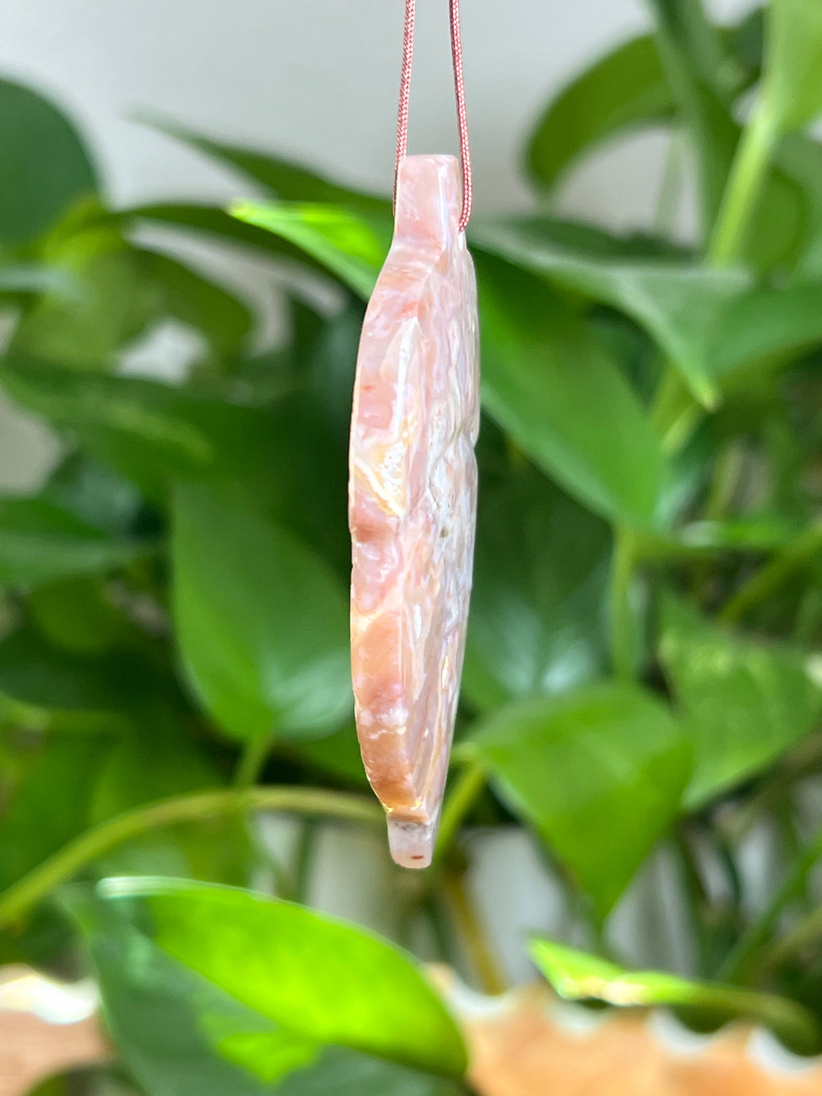 Sumatra Plume Agate Ornament Acorn: YG